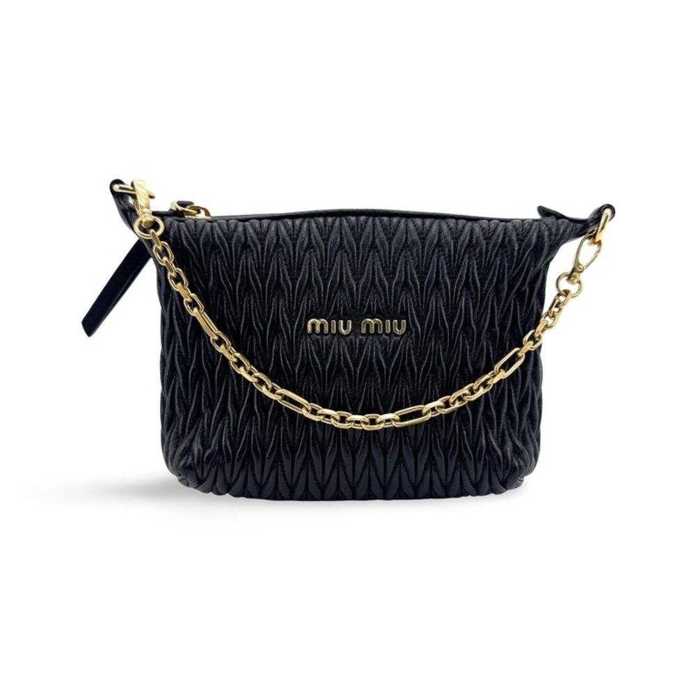 Miu Miu Matelassé Leather Clutch Mini Bag Black